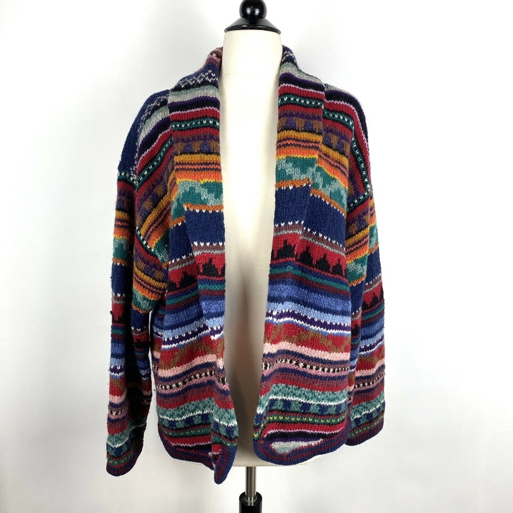 VTG August Max Woman Wool Southwest Cardigan Coat